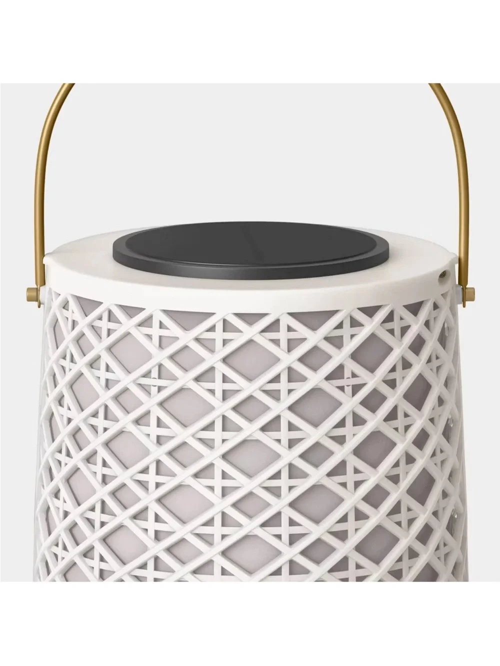 Rattan Battery/Solar LED Outdoor Lantern Heathered White Threshold Studio McGee